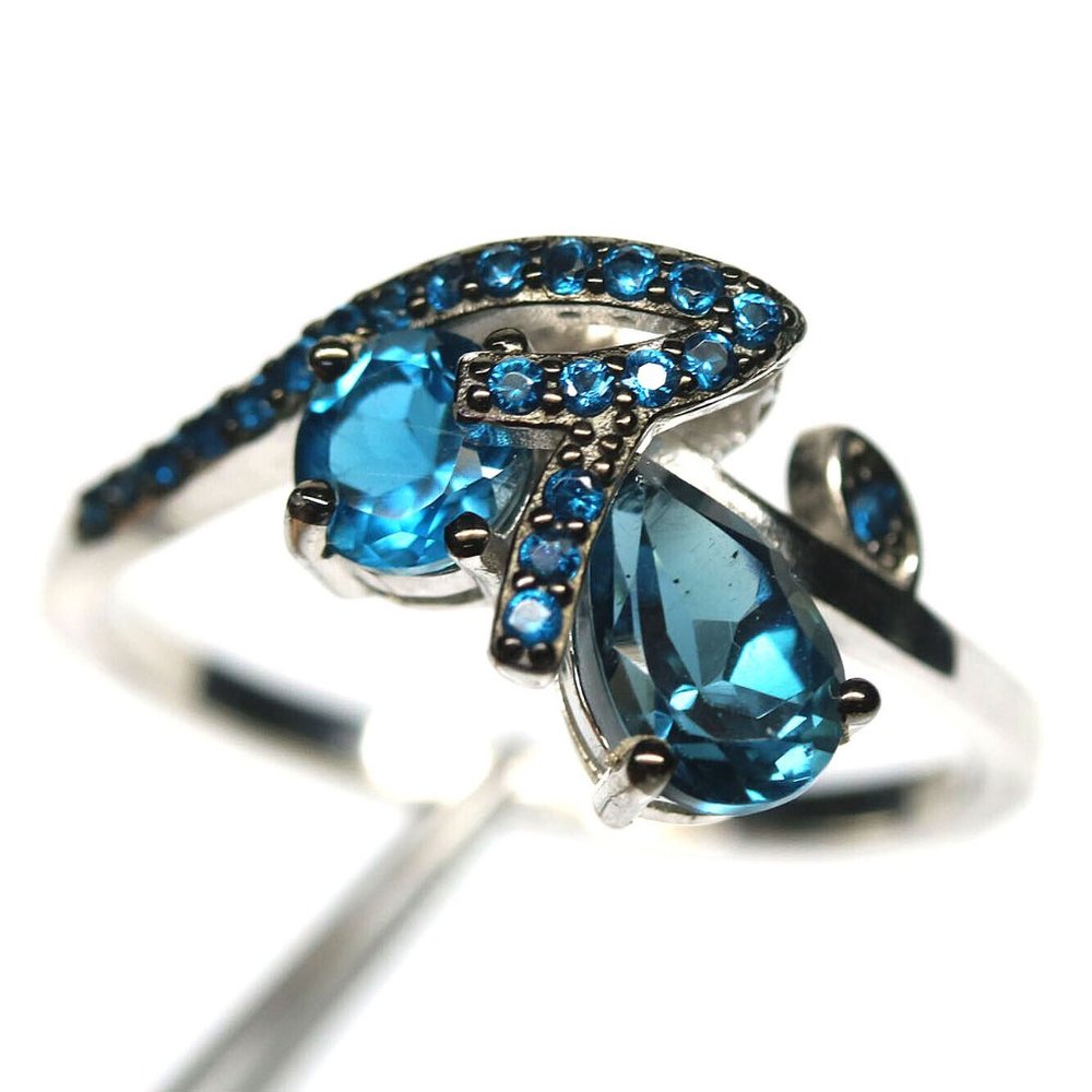 Natural London Blue Topaz .925 Sterling Silver Ring Size 8.75